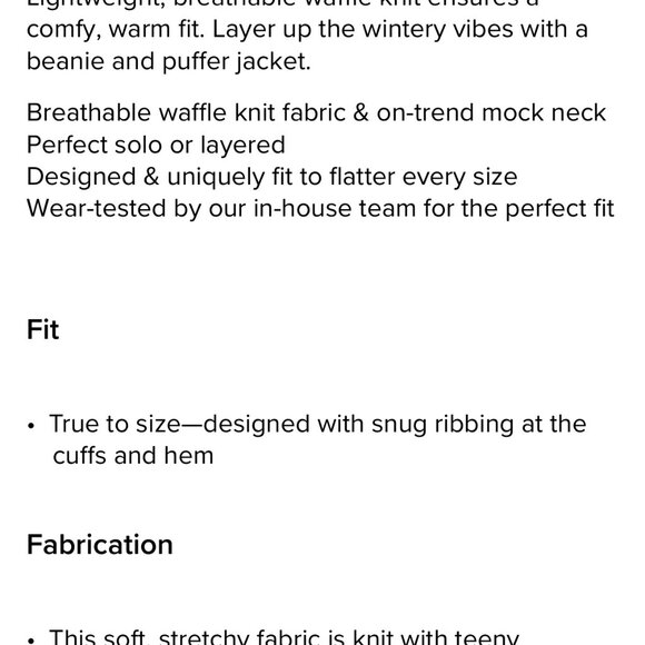 ALO Yoga Small Waffle Weekend Escape Mock Neck Long Sleeve - Ivory - Picture 4 of 8